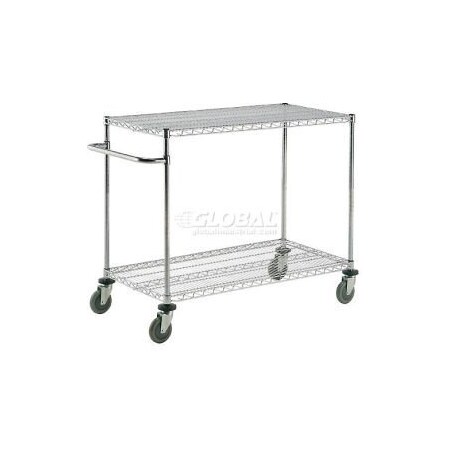 Global Equipment Nexel    Chrome ESD Adjustable Shelf Cart, 2 Shelf, 36"L x 18"W x 40"H, Polyurethane Casters SC1836ESD2